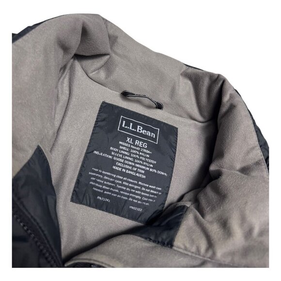 LL BEAN Goose Down Fill Black Waterproof Winter Puffer Parka Jacket Coat Mens XL - Picture 3 of 5